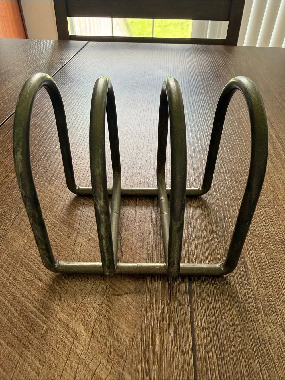 Vintage Solid Brass 4 Slot Toast, Mail or Napkin Holder